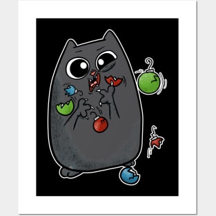 Christmas Cat Broken Ornaments Posters and Art